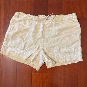 Loft Women's Cream Embroidered Shorts XL